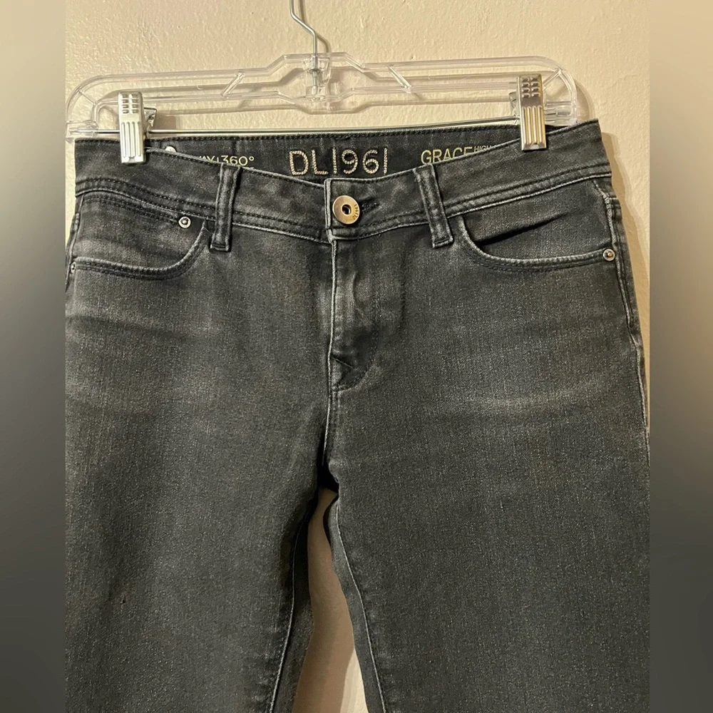 DL1961 Grace High Rise Straight Leg Jeans black wash Sz 27 - Picture 4 of 8